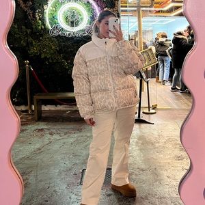 North face retro puffer jacket animal print size L